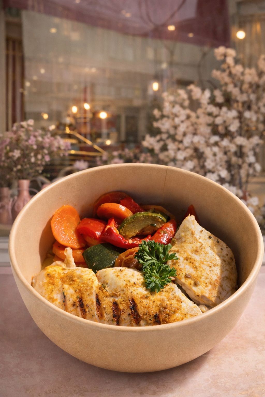 Plat du jour poulet grillé légumes traiteur Chez Loute Villeneuve-Loubet
